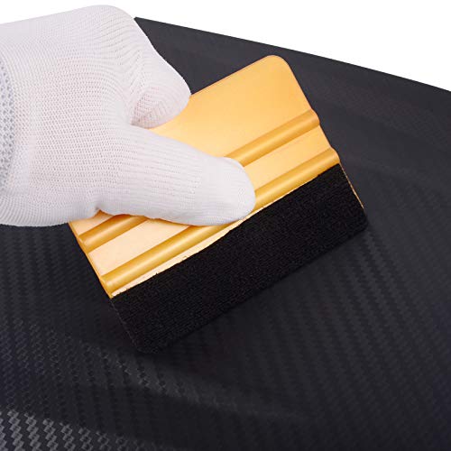 EHDIS 10pcs Vinyl Squeegee 4 Inch Car Vinyl Scraper Decal Applicator Window Tint Wallpaper Smoothing Tool with Black Fabric Felt Edge -Gold - color: Gold