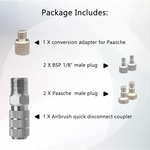 HUBEST 6pc Quick Release Kit, Converts Paasche to 1/8" BSP Airbrushes
