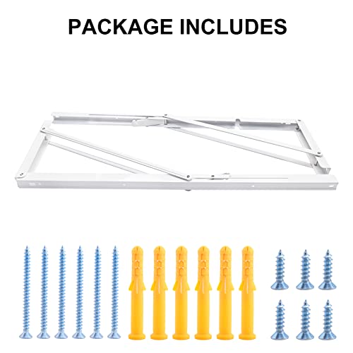 YUMORE Folding Shelf Brackets, 24 Inch Heavy Duty L Bracket, White, 2 Pack - color: White, size: 24 Inch