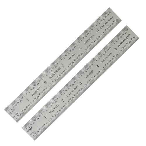 PEC Tools 6"/150mm Machinist Ruler, English & Metric, High Precision - color: Semi-Flex Carbon Steel, size: 6"/150mm-2 Pack