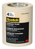 Scotch Contractor Grade Masking Tape, Tan, Tape for General Use, Multi-Surface Adhesive Tape, 1.41 Inches x 60.1 Yards, 4 Rolls - size: 1.41" Width