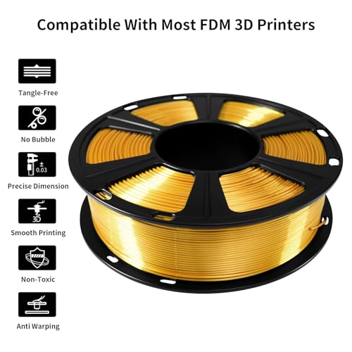 Geeetech Silk PLA Gold Filament 1.75mm, 1KG Metallic Filament - color: 1kg Silk Gold