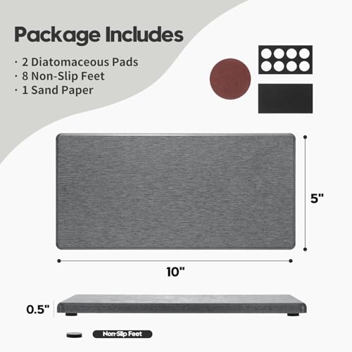 2PCS 10"x 5" Large Bathroom Sink Vanity Trays, Water Absorbing Diatomite Stone Quick Drying Mat for Kitchen Counter, Dish Rack Dispensers Sponge Holder Caddy Organizer, Dark Gray, - color: 2 Pack - Dark Gray, size: 10" x 5"