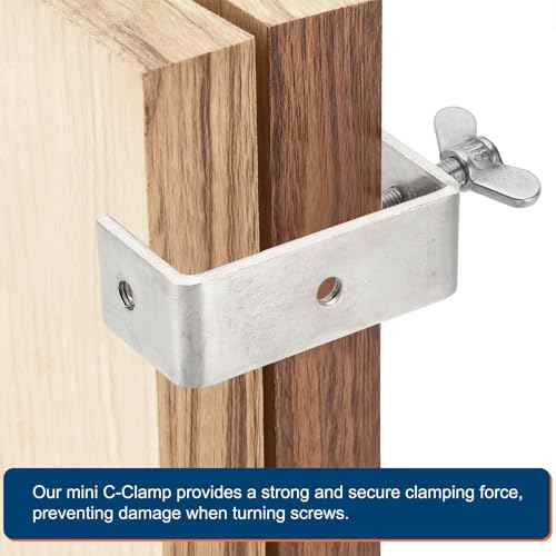 HARFINGTON 2Pcs 304 Stainless Steel C Clamps 100mm with Press Screw,Silver - size: 100mm