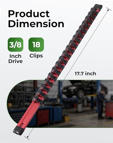 ALOANES 3/8-Inch Drive Heavy Duty Aluminum Alloy Socket Organizer - color: Red, size: 3/8-inch Drive