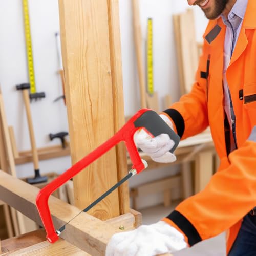 Mini Hacksaw with Miter Box, 6" Hand Saw Kit with 2 Spare Blades & Gloves - color: Red