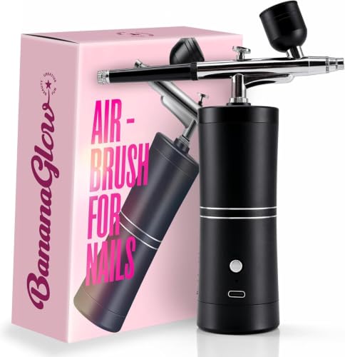 Airbrush for Nails Kit – Easy to Use High Quality Cordless Rechargeable Durable Professional Nails Airbrush Machine Kit with Stencils & Cleaning Tools for DIY Artists and Nail Techs - color: Piano Black