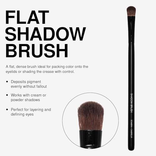 Palladio Flat Shadow Brush, Eyeshadow Flawless Blending, Perfect to Contour, Soften Edges, Smooth Finish, Synthetic Natural Bristles, Soft Feel, Comfortable Grip, Professional Application - style: Flat Shadow
