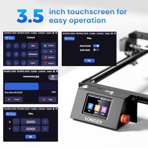 Longer RAY5 Laser Engraver, 10000mW Laser Cutter with Y-Axis Extension Area - color: Black, Silver