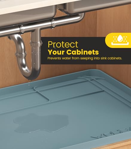 Under Sink Mats for Kitchen Waterproof 34"x22",Teal - color: Teal