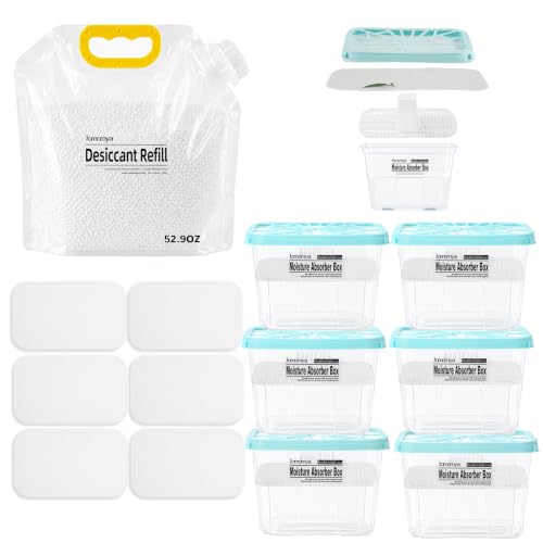 Refillable Moisture Absorber, 6 Pcs and 52 oz Refill Beads, Fragrance Free - size: Square 800ml Box 6 Pack