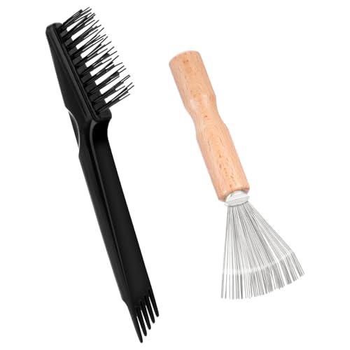 2 Pcs Hair Brush Cleaning Tool Mini Comb Cleaner Rake Metal Wires Hair Remover Tool for Home and Salon Use