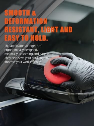 SPTA 10Pcs Foam Wax Applicator Pads, 4inch Hand Wax Pad(Red), Soft Car Detailing Sponges,Supreme Shine Pad, for Car Cleaning, for Car Detail Cleaning, Waxing pad - color: 10pcs Foam Applicator Pads 3