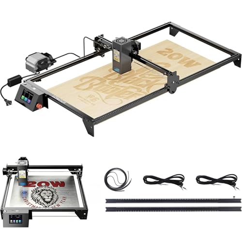 Longer New Upgrade RAY5 20W with Air Pump,Y-AxisExtension Kit,32-bit Motherboard, App Offline Control, DIY Engraver Tool for Metal/Glass/Wood - size: Paket - 5