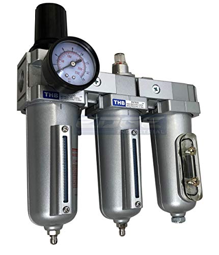 3 STAGE, HEAVY DUTY INDUSTRIAL GRADE FILTER REGULATOR COALESCING DESICCANT DRYER SYSTEM FOR COMPRESSED AIR LINES, METAL BOWLS, GREAT FOR PAINT SPRAY AND PLASMA CUTTER (1/2" NPT, MANUAL DRAIN) - style: 1/2" NPT, MANUAL DRAIN
