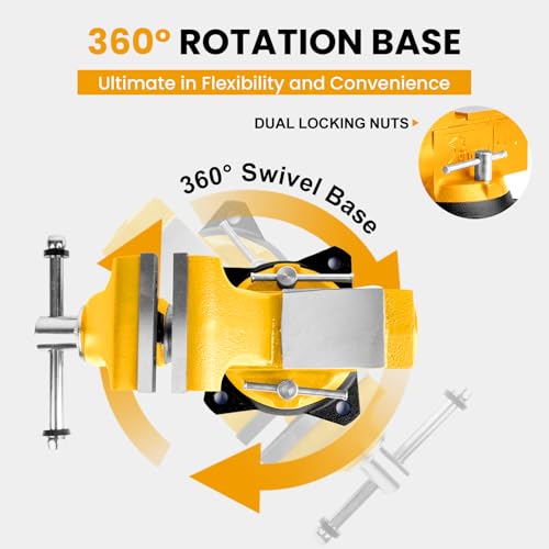 Forward 1745A 4.5 Inch Heavy Duty Bench Vise with Anvil and 360°Swivel Base - size: 4.5 Inch