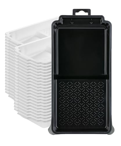 Bates- 4 Inch Paint Tray Set, 41 Pack, 1x 4 Inch Paint Roller Tray, 40x Disposable Plastic Liners, Black and White - size: 4 inch, 41 pcs