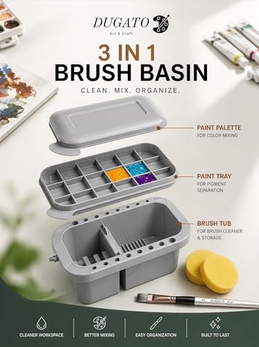 DUGATO 3-in-1 Paint Brush Cleaner, Brush Basin Washer, Grey - color: Grey