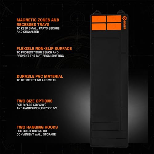 GRITR Gun Cleaning Mat - Magnetic Tool Mat w/Small Parts Organizer - size: Rifle Size (36"x10")