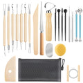 23PCS Clay Tools Sculpting, Ceramic & Pottery Modeling Tool, Ceramics Tools Set, Polymer Tools Kit, Air Dry Clay Tools for Carving, Molding, Pottery Wheel, Crafting Supplies, Pros, Beginners, Adults - color: Wood-23PCS