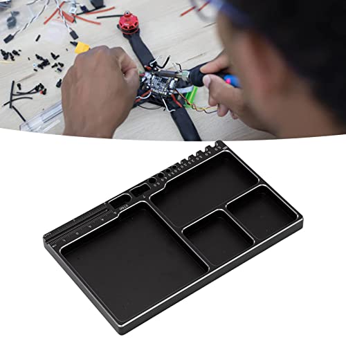 Dilwe RC Aluminium Alloy Magnetic Screw Tray with Magnetic Pad for RC Model Toy Repair, Universal Metal RC Screw Holder Plate
