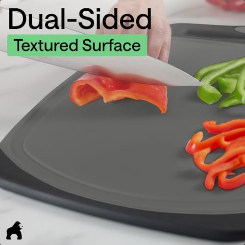 GORILLA GRIP Cutting Board Set of 3, Slip Resistant & Nonporous, Gray Black - color: Gray/Black