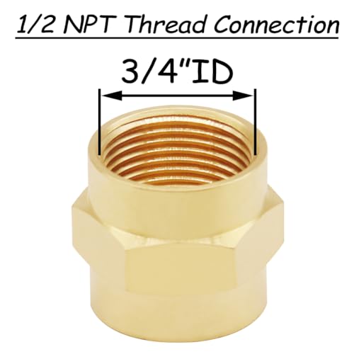 Uenede 1/2 Inch NPT Female Brass Hex Nipple Coupling, 4PCS - size: 1/2"NPT Female