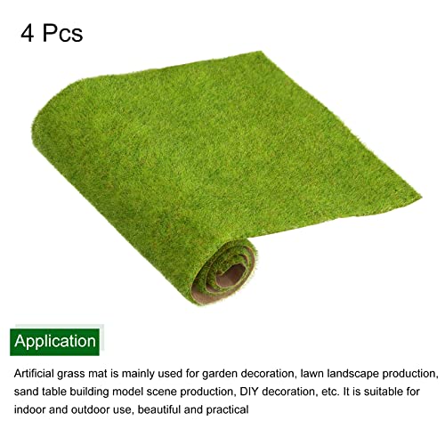 MECCANIXITY Artificial Model Grass Mat 4pcs 3"x10"(8cmx25cm) Yellow Green - color: Yellow Green, size: 3" x 10"