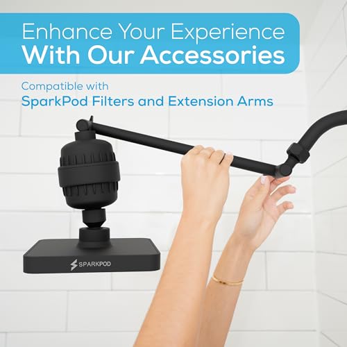 SparkPod Rain Shower Head, 6 Inch Square, Midnight Black Matte Finish - color: Midnight Black Matte, style: 6 Inch Square