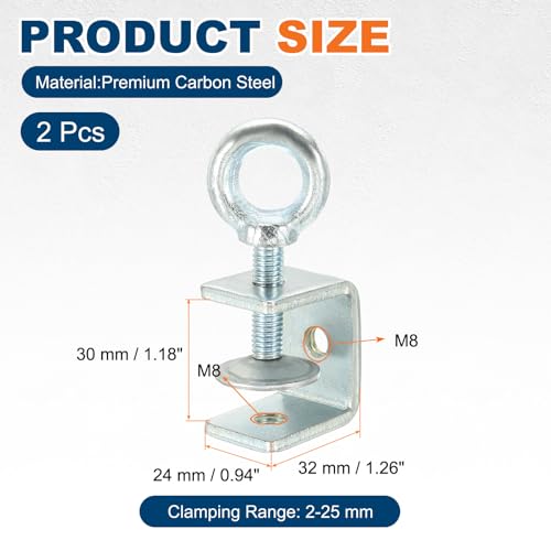 HARFINGTON 2Pcs Carbon Steel C Clamps 30mm Adjustable Mini Tiger Clamp - size: 30mm