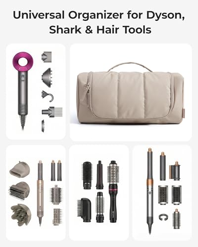 BAGSMART Hair Tool Travel Bag, Organizer for Dyson Airwrap with Hook - color: Olive green