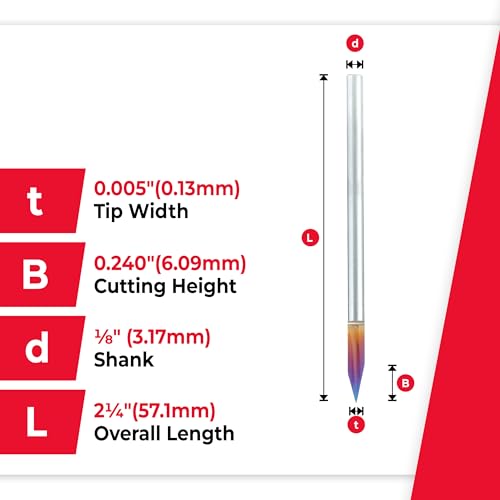 Amana Tool 45630-K Solid Carbide Spektra Extreme Tool Life Coated 30 Degree Engraving 0.005 Tip Width x 1/8 SHK x 2-1/4 Inch Long Signmaking Router Bit - size: 45630-K