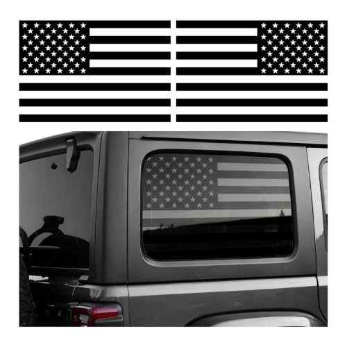 2 PCS Rear Window American Flag Decals, Waterproof Tactical USA Flag Side Window Vinyl Stickers, Universal Patriotic Flags Decals Stars Stripes Decor for SUV Truck Pickup