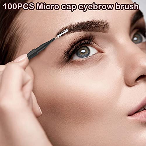 100 Pcs Micro Eyebrow Brush With Cap - Spoolie Lamination Brush 2 Size Multifunctional Spooly Lash - color: 100 Pcs
