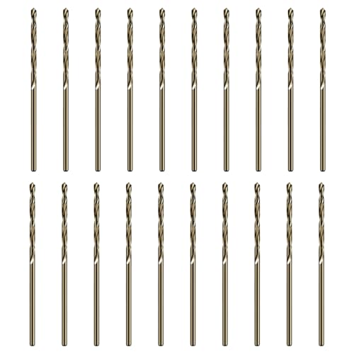 20Pcs 1/32" Cobalt Drill Bit Set, M35 High Speed Steel Jobber Length Drill Bit Kit for Hardened Metal, Stainless Steel, Cast Iron, Wood and Plastic - size: 20Pcs 1/32"