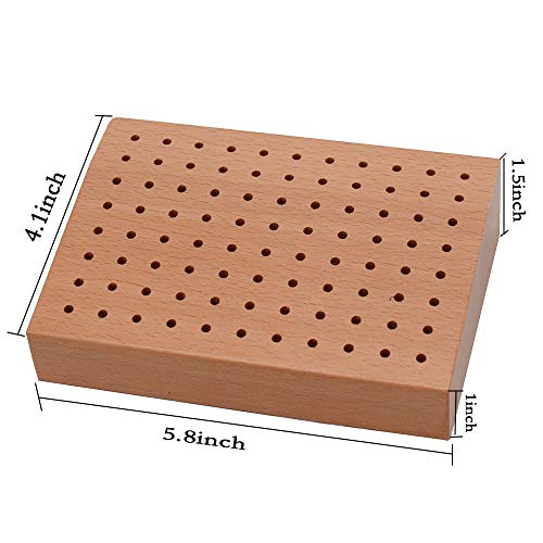Wooden Bur Stand Holder, Rotary tool bit holder Organizer, Tools Storage Handy Block With 88 Holes, 5-4/5 by 4 Inches