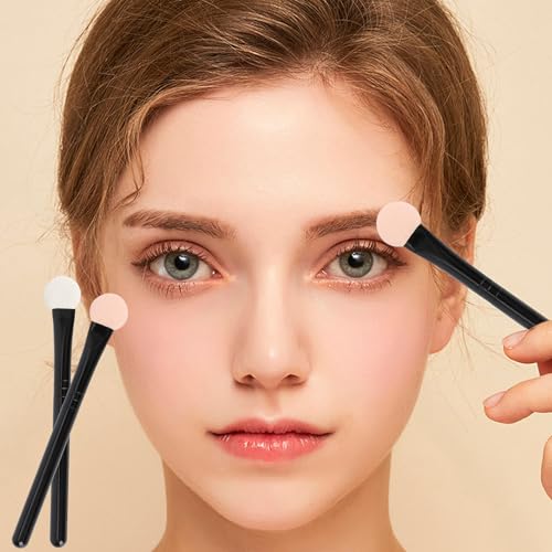 Uorpoto Eyeshadow Applicators Double Sided Sponge Makeup Brushes Reusable 8Pcs Round Foam Eye Shadow Applicator Sticks Brush Set Washable - color: Black 8Pcs