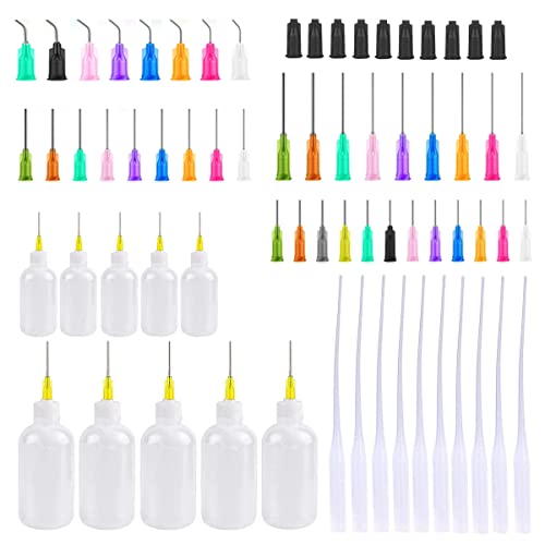 69Pcs 30ml 50ml Precision Tip Applicator Bottles Kit, Dispensers Applicator Bottles for Liquid, Glue Oil, Acrylic Paint – 10 Squeeze Bottles, 10 Syringe Caps, 10 Glue Nozzles and 39 dispensing needle - size: 30ml50ml-69pcs