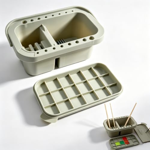 3-in-1 Palette w/Lid, Cup Brush Storage for Acrylic & Oil Painting