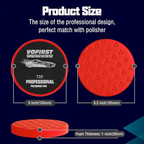 3 Pcs 6.5 Inch Red Foam Polishing Pad, Ultra Fine Finishing Pad - color: Red
