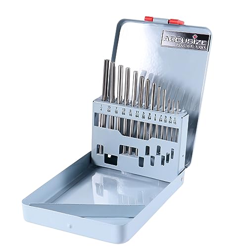 Accusize HSS 6542 Chucking Reamer Set, 13 Pc, 1/16 in to 1/4 in