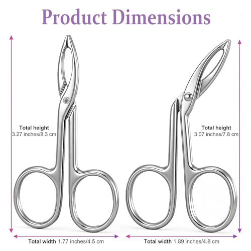 2Pcs Eyebrow Tweezers Scissor Precision Stainless Steel Flat Straight Tip Eyebrow Facial Remover for Hair Plucker Women and Men Facial Hair