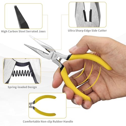 BOOSDEN 5 Inch Small Needle Nose Pliers Set, 5 Pack Jewelry Pliers - size: 5''-5 pack