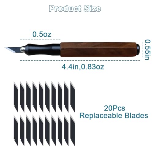Craft Knife with 20 Extra #11 Blades, Precision Hobby Knife Set,Exacto Knife for Crafting, Polymer Clay, Pottery, Paper, Vinyl, Stencil & Model Making (Craft Knife+20PCS Blades)