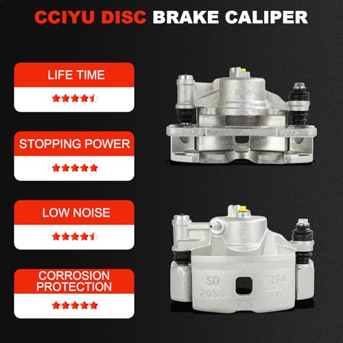 cciyu Front Left & Right Disc Brake Calipers w/Bracket 19B1380 19B1379 - size: Front[19B1380+19B1379]