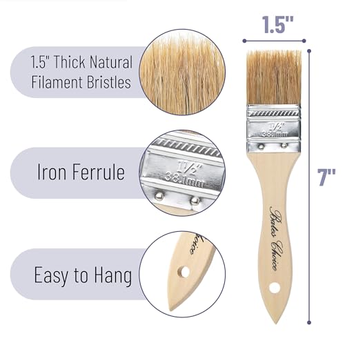 Bates- Chip Paint Brushes for Painting, 1.5 Inch, 24 Pack, Wood Handle, Natural Bristle Paint Brush - size: 1.5 Inch, 24 Pack