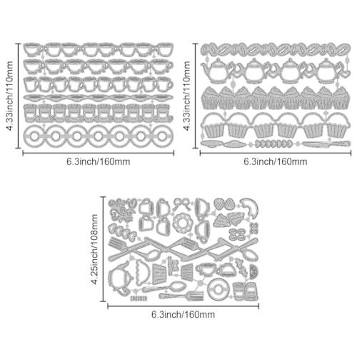 GLOBLELAND Dessert Strips Cutting Dies for Card Making Donut Frame Line Cut Die for DIY Scrapbooking Journal Embossing Paper Craft Decor - style: Dessert Strip