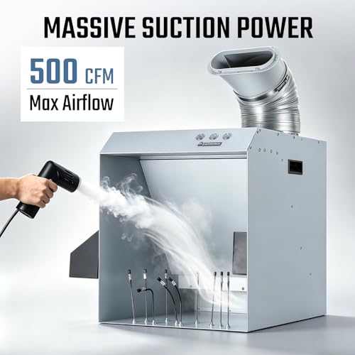 BAOSHISHAN Airbrush Spray Booth, 500 CFM Negative Pressure Airbrush Paint Booth, 24" x 20" x 18" Integrated Exhaust System for Indoor Model and Crafts Painting (500 CFM)