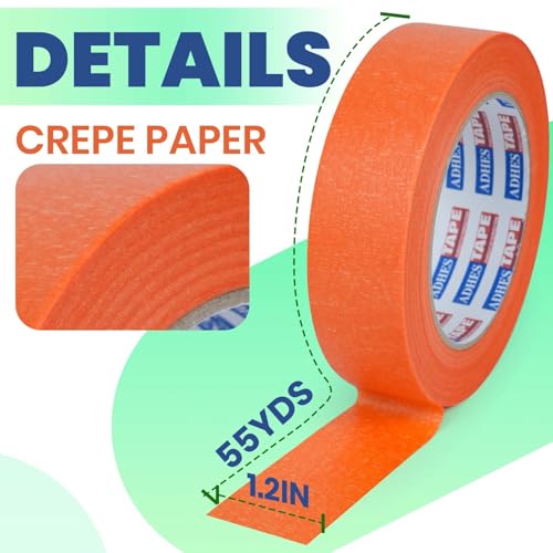 ADHES Orange Masking Tape 1.2in x 55yds x 5rolls - size: 1.2in x 55yds