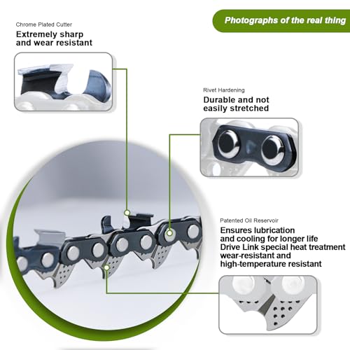 3-Pack 12 Inch Chainsaw Chains Replacement 1/4" Pitch 64 DL .043" Gauge - size: 12" 64DL 1/4LP .043 ×3 Pack